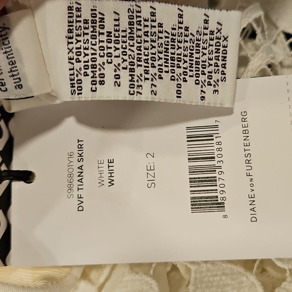 💕DIANE VON FURSTENBERG DVF💕 Tiana Lace Floral Skirt ~ White 2 NWT - Picture 16 of 16